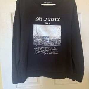 Karl Lagerfeld Black Crewneck Sweatshirt with Silver Paris Graphic